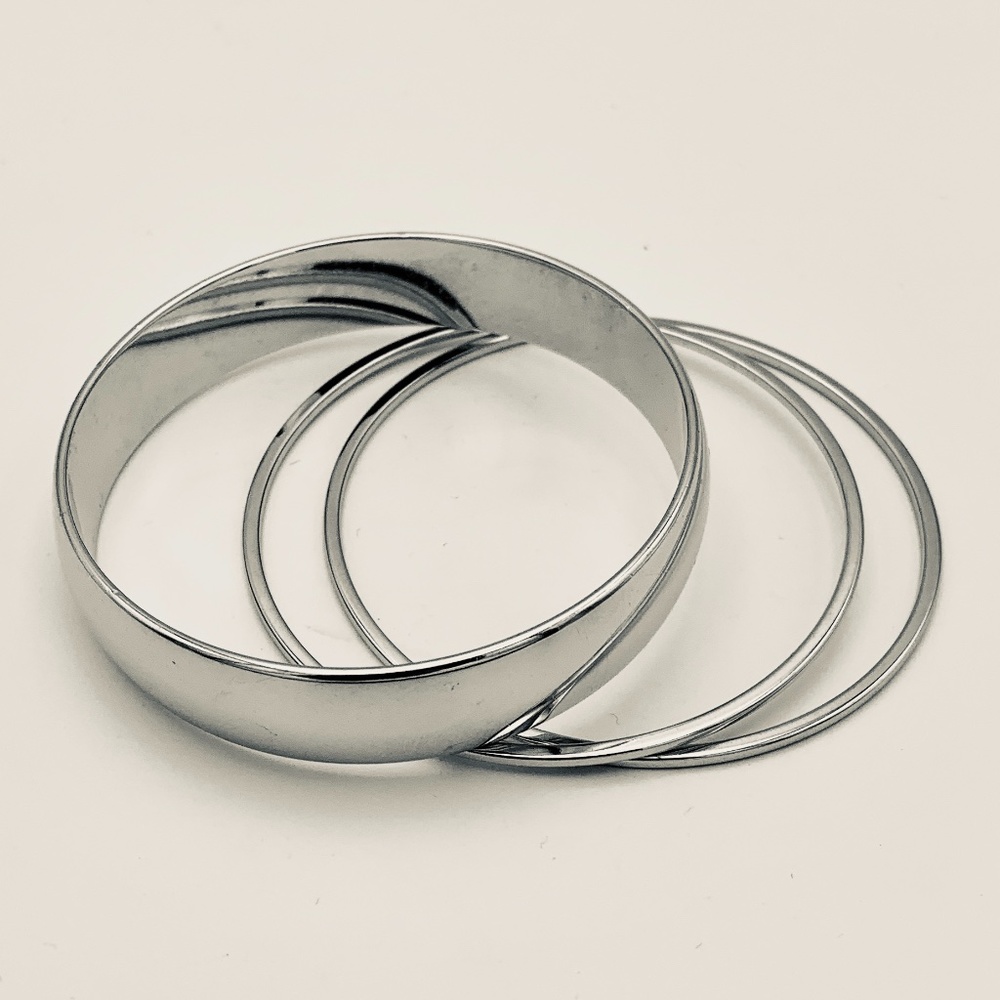 Monet Silver Plated Bangle Bracelets - image 2